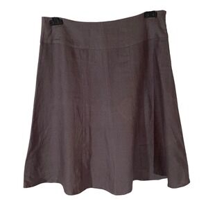 Adagio 100% Linen A-Line Paneled Midi Skirt Womens US 14 Gray Minimalist Neutral